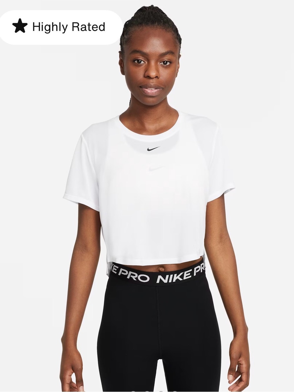 Nike White Cropped Performance Tee